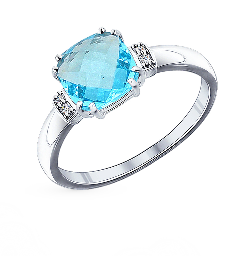 Фото «Серебряное кольцо с фианитами и ювелирным стеклом»