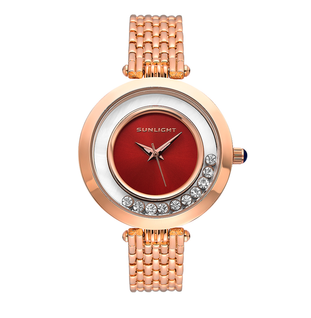 Фото «Женские часы с танцующими кристаллами на металлическом браслете»