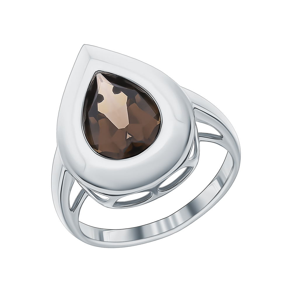 Серебряное кольцо с кварцами дымчатыми в Краснодаре