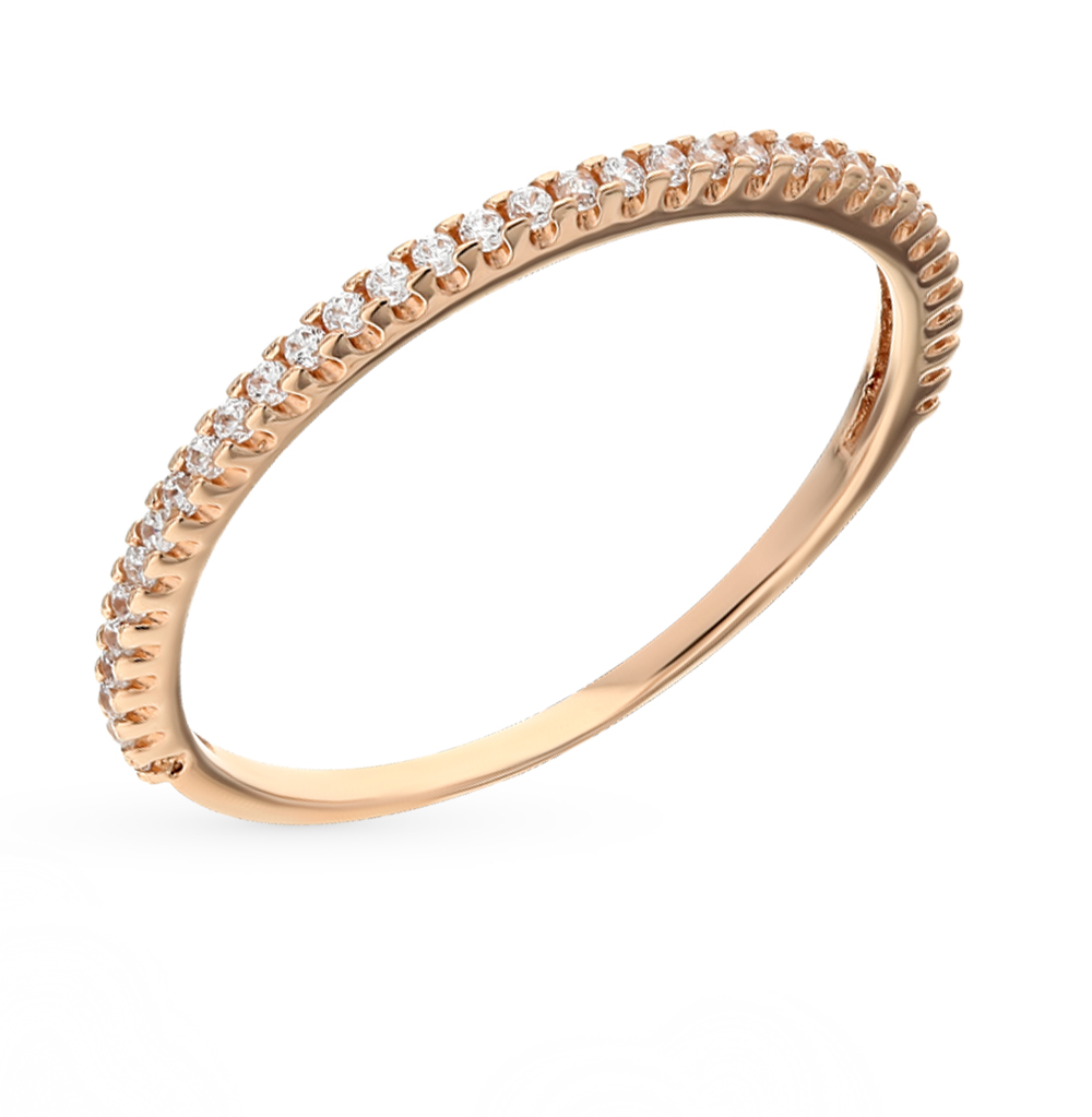 Золотое кольцо с дорожкой из фианитов
