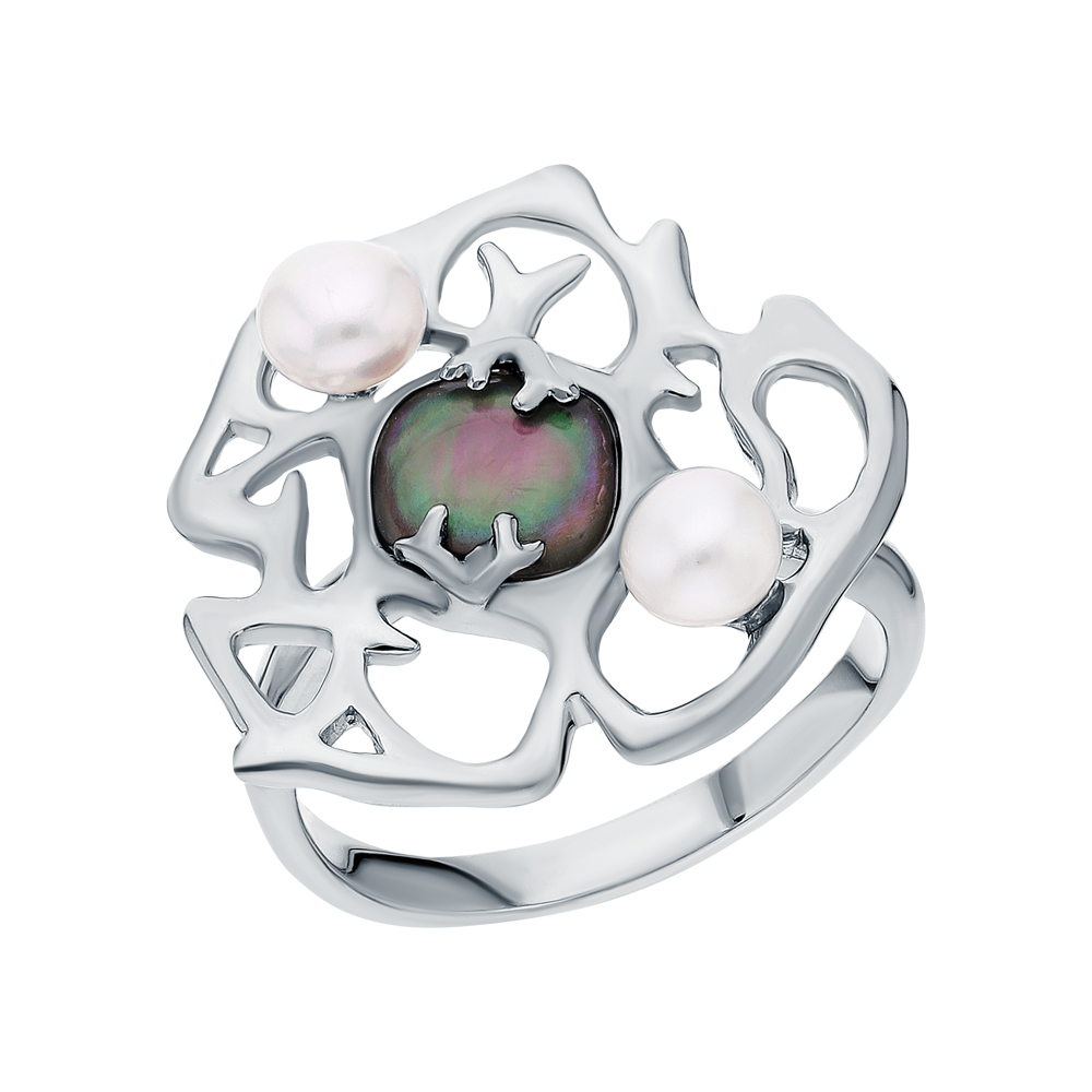 Фото «Серебряное кольцо с перламутром и жемчугом»