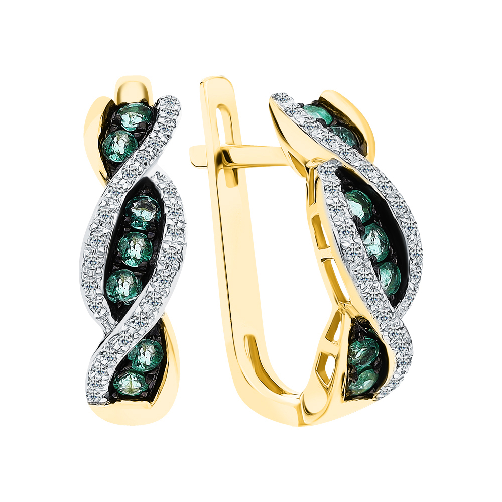Фото «Золотые серьги с изумрудами и бриллиантами»