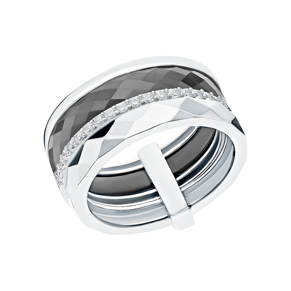 Серебряное кольцо с фианитами и керамикой в Ростовe-на-Дону