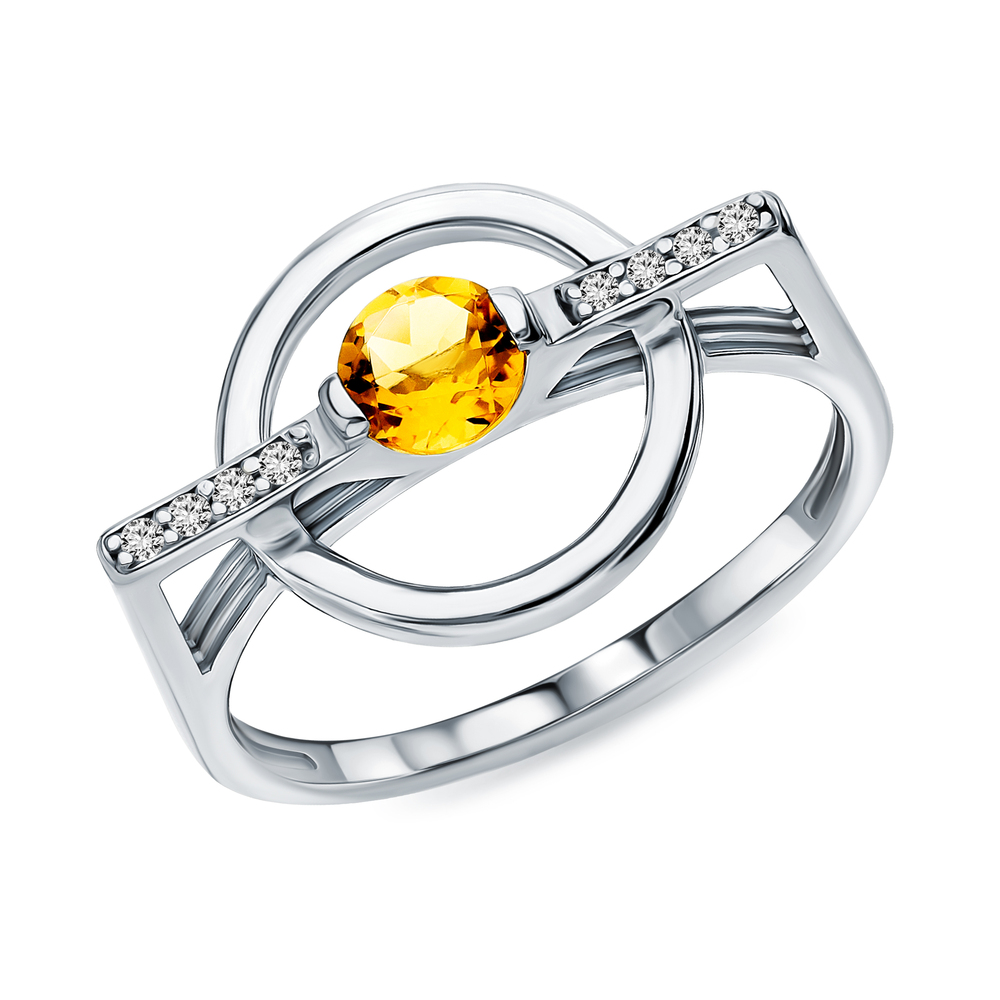 Серебряное кольцо с цитринами и фианитами в Новосибирске