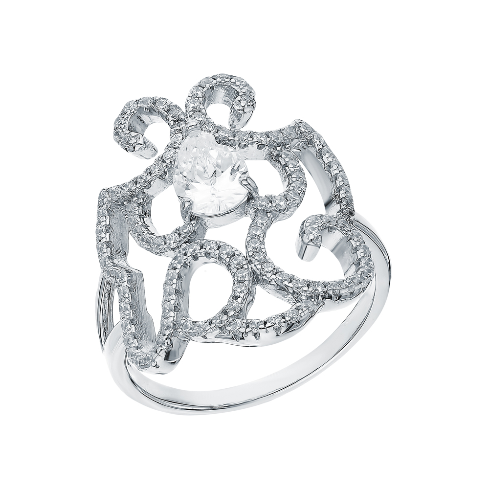 Серебряное кольцо с кубическим цирконием и ситаллами в Санкт-Петербурге