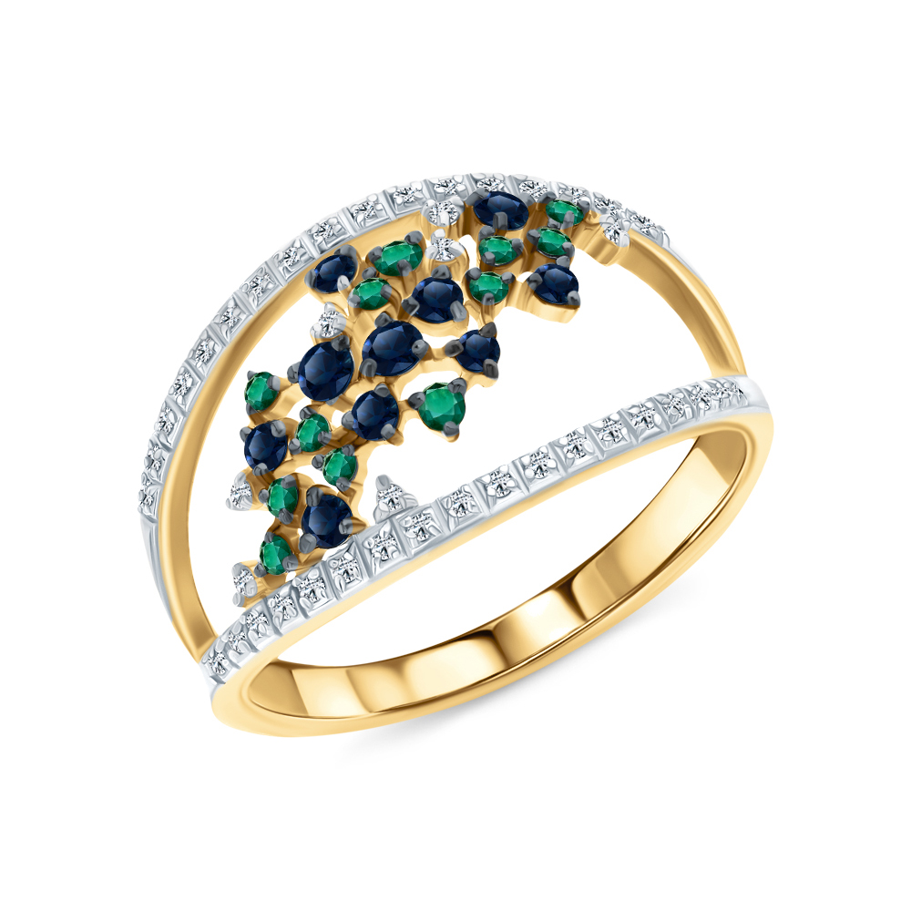 Фото «Золотое кольцо с изумрудами, сапфирами и бриллиантами»