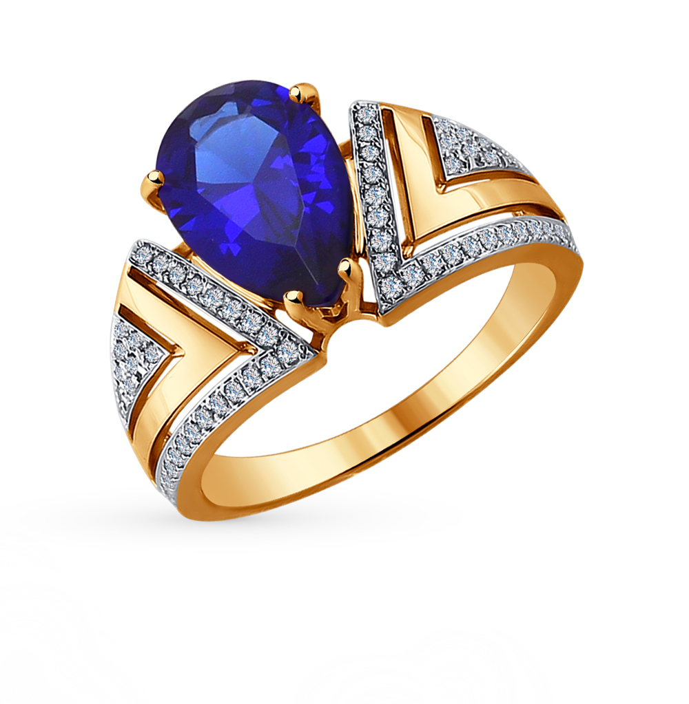 Фото «Золотое кольцо с корундом и бриллиантами SOKOLOV 6012070»