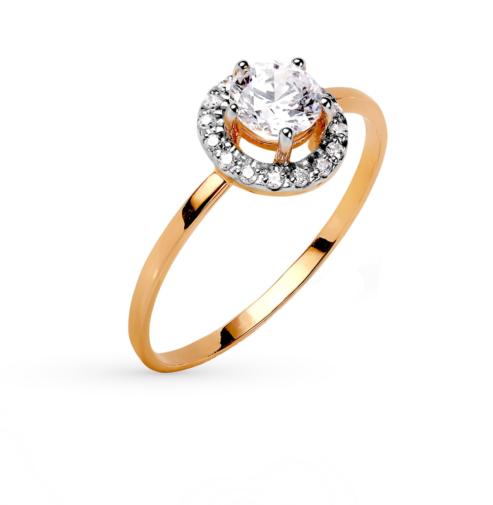 Золотое кольцо с кристаллами  Swarovski в Ростовe-на-Дону