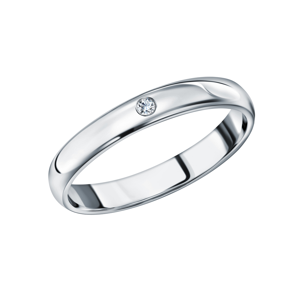 Платиновое обручальное кольцо с бриллиантом в Екатеринбурге