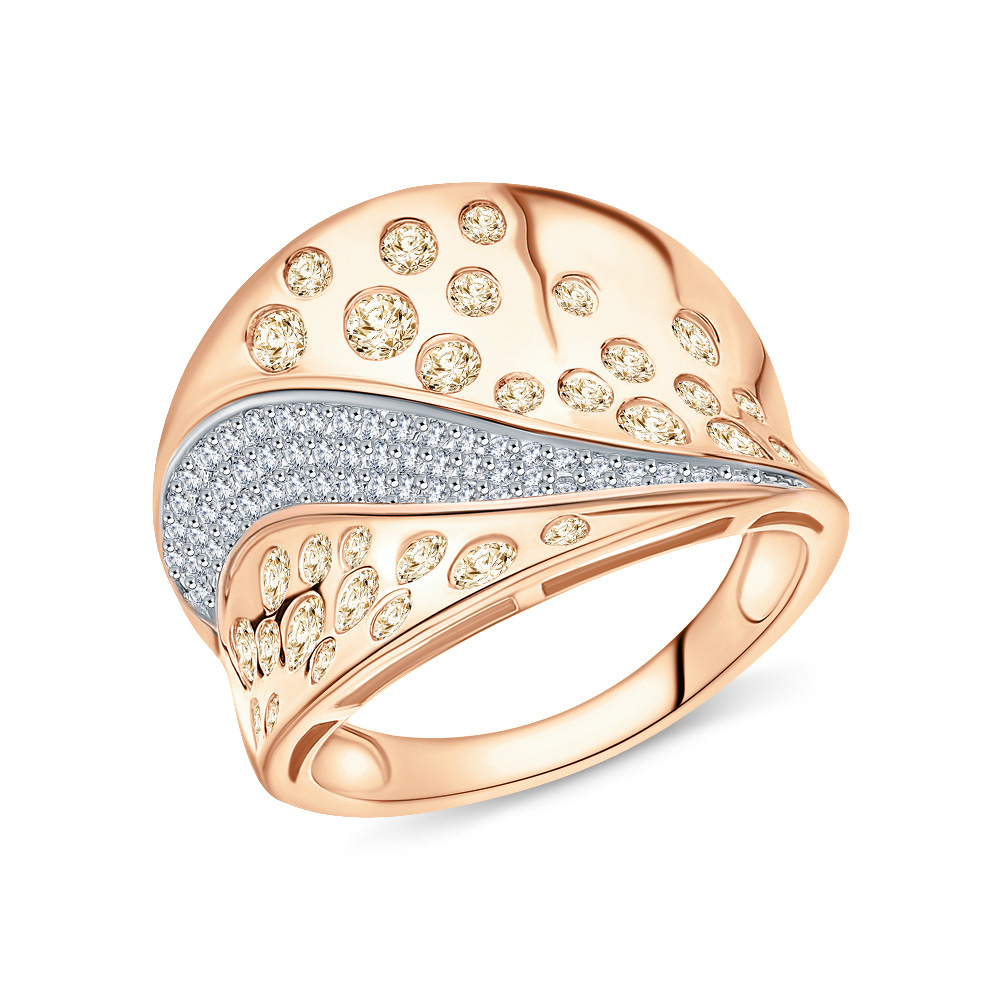 Золотое кольцо с коньячными бриллиантами и бриллиантами в Нижнем Новгороде