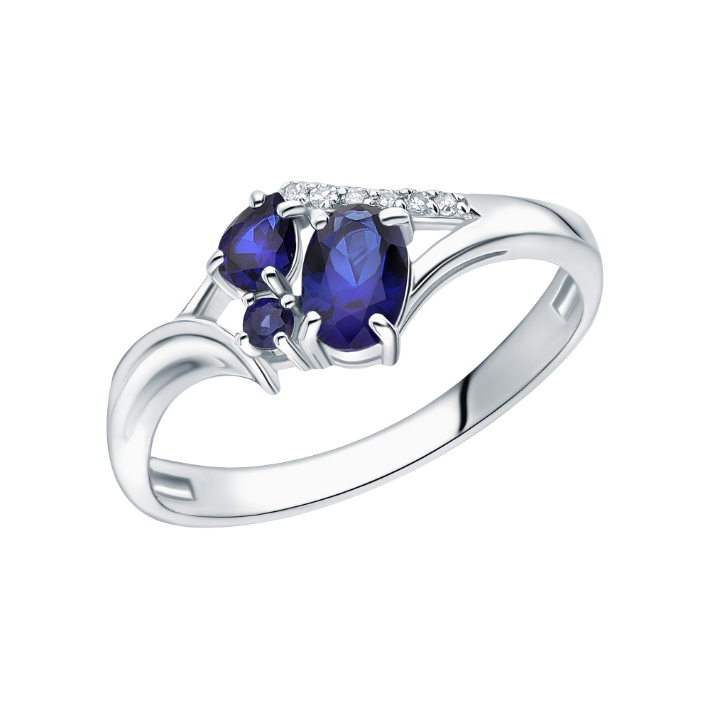 Фото «Серебряное кольцо с сапфирами и бриллиантами»