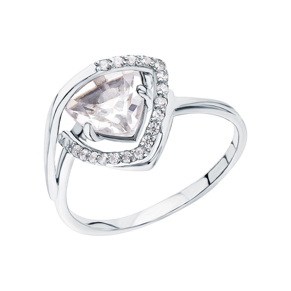 Серебряное кольцо с кубическим цирконием и горным хрусталем в Самаре