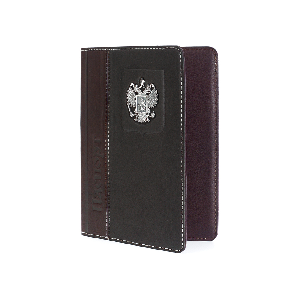 Фото «Кожаная обложка для паспорта с серебряной вставкой»