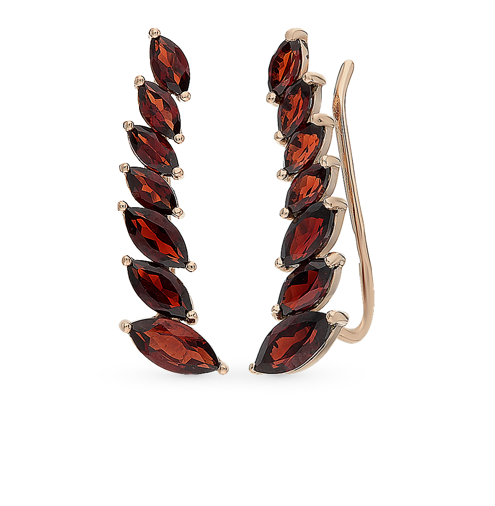 Золотые серьги с гранатом