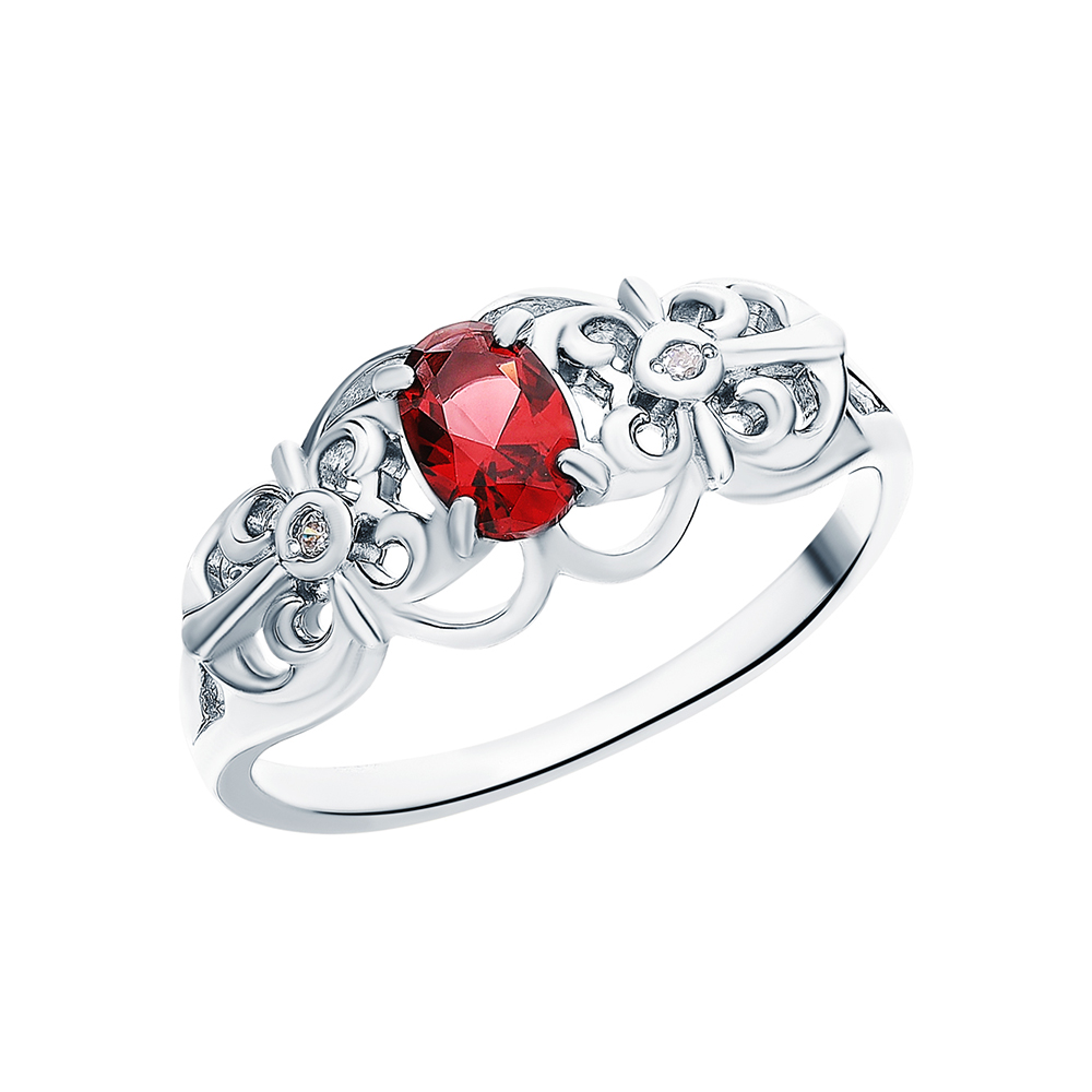 Серебряное кольцо с фианитами и рубеллитами в Краснодаре