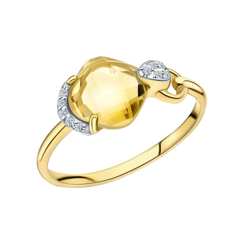Золотое кольцо с цитринами и фианитами в Новосибирске