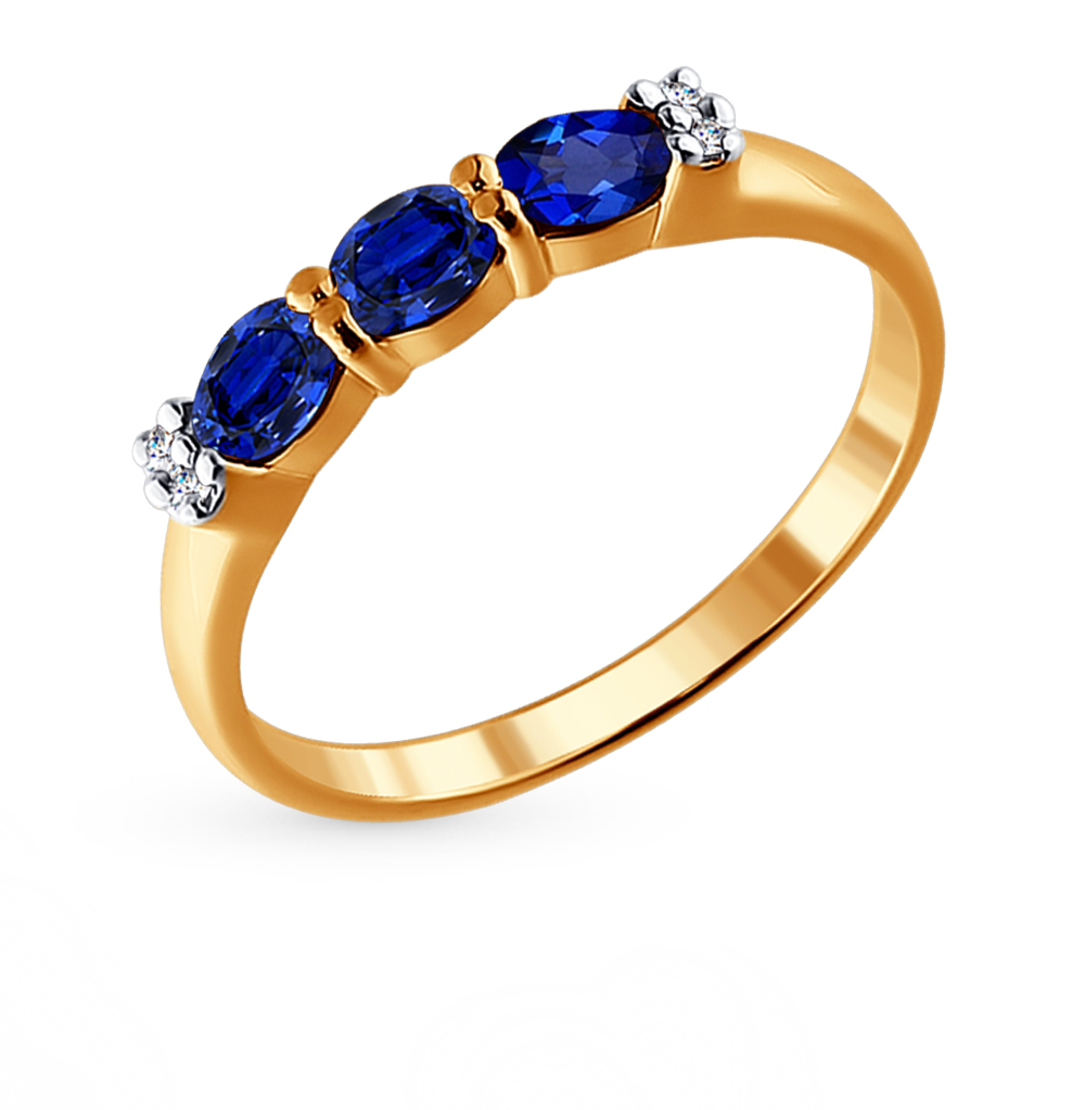 Фото «Золотое кольцо с сапфирами и бриллиантами SOKOLOV 2010955»