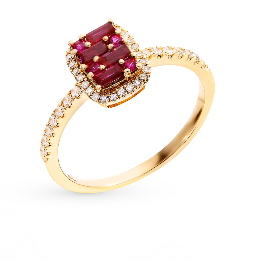 Золотое кольцо c рубинами и бриллиантами в Краснодаре