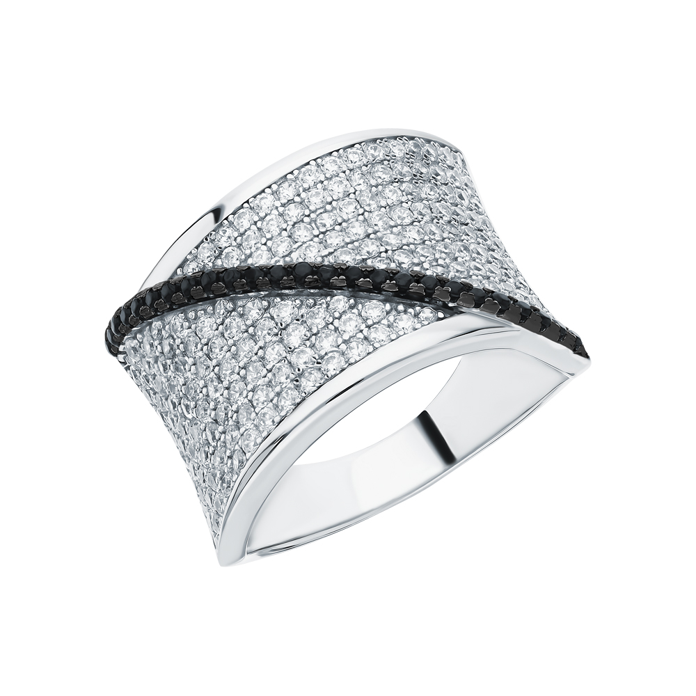 Серебряное кольцо с фианитами и ювелирными кристаллами в Краснодаре