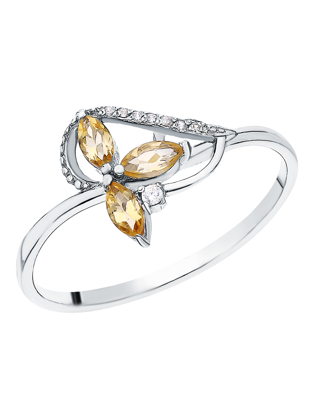 Фото «Серебряное кольцо с кубическим цирконием и цитринами»