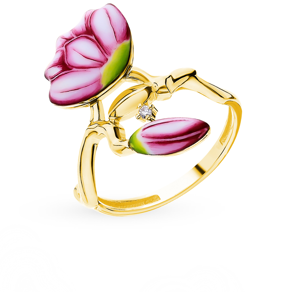 Фото «Золотое кольцо с эмалью, финифтью и бриллиантами»
