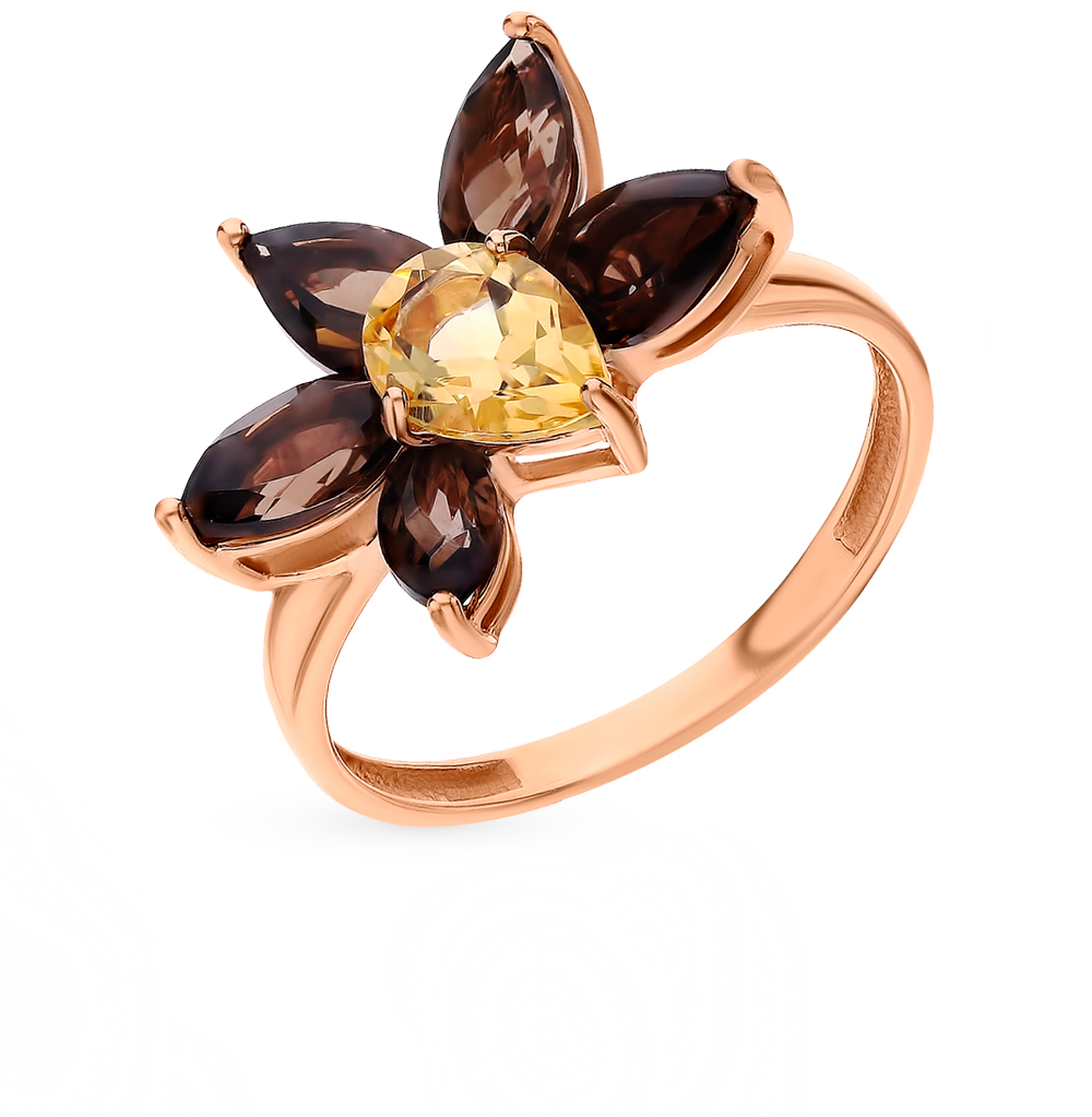 Фото «Золотое кольцо с цитринами и раухтопазами»