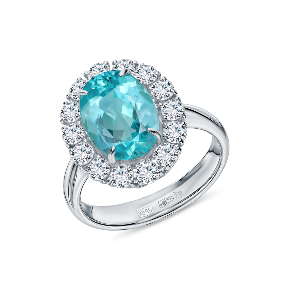 Золотое кольцо с бриллиантами природными и турмалином природным в Санкт-Петербурге