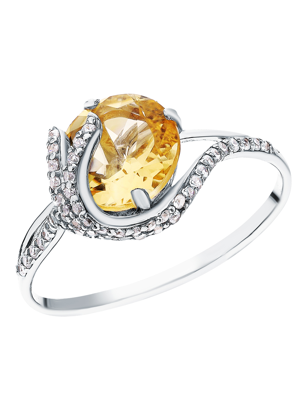 Серебряное кольцо с кубическим цирконием и цитринами в Краснодаре