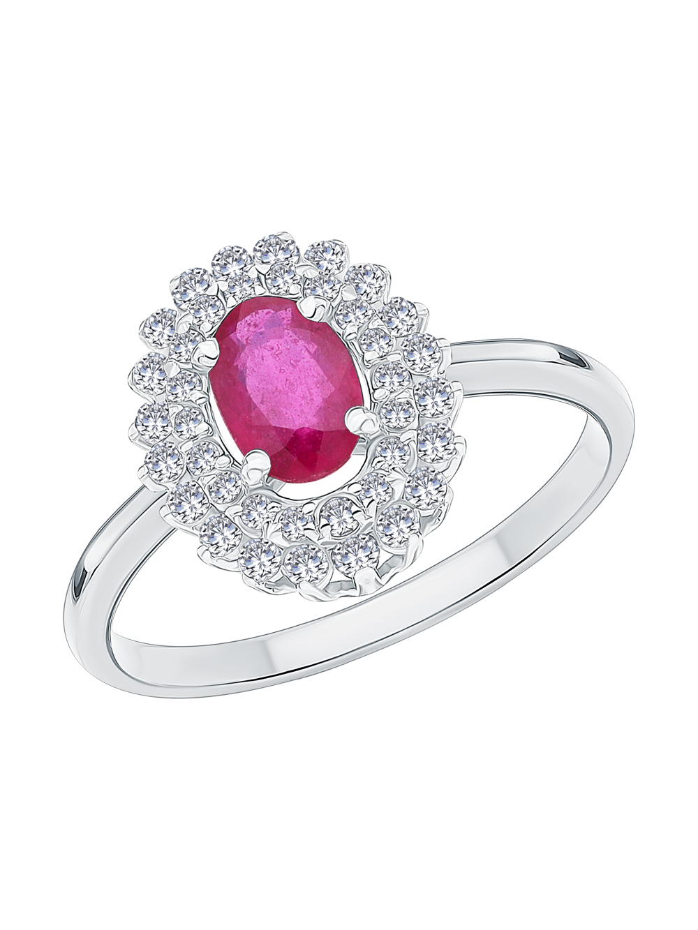 Фото «Серебряное кольцо с природным рубином и фианитами»