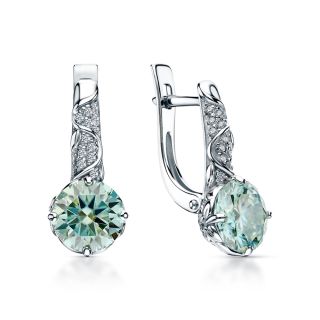 Серебряные серьги с фианитами и муассанитами BASTET С-4067рс1613900 ...
