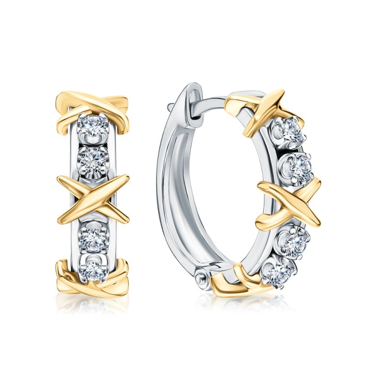 Золотые серьги с бриллиантами природными